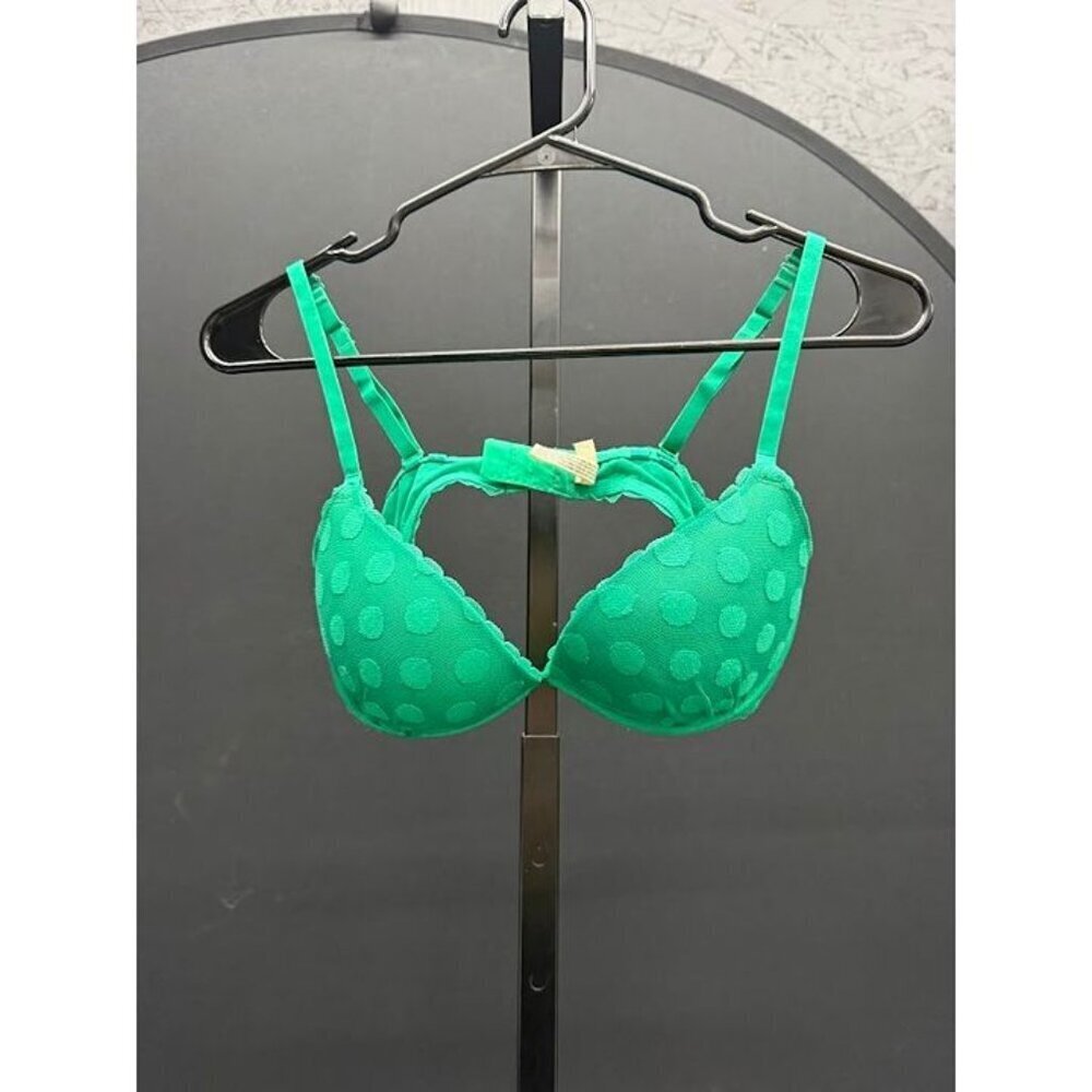 Aerie Removeable Padding Green Polka Dot Mesh Bra